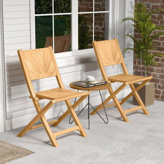 2 Pieces Folding Patio Chairs with Inclined Backrest